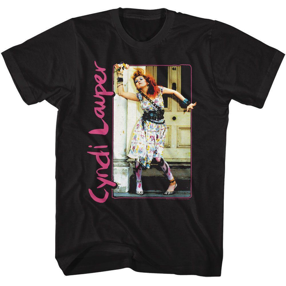 Cyndi Lauper Painted Dress And Tights Black T Shirt